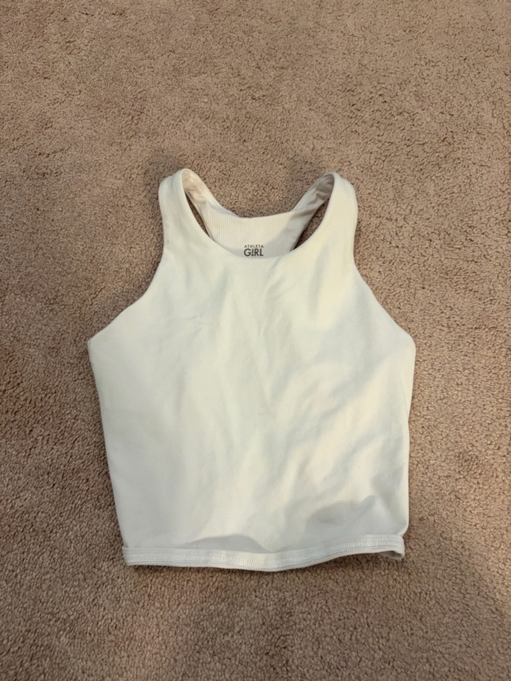 Athleta Cream High-Neck Racerback Crop Tank